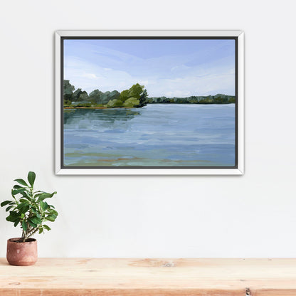 ’Over the Water’ Art Print - Stretched Canvas / 8x10 in / White Frame - Lake Landscape Wall - abstract - Artwork
