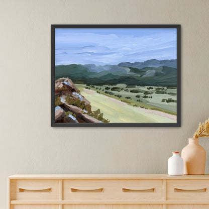 ’Overlook’ Art Print - Paper / 5x7 in / Black Frame - New Mexico Landscape Painting - Mountain - Mountains