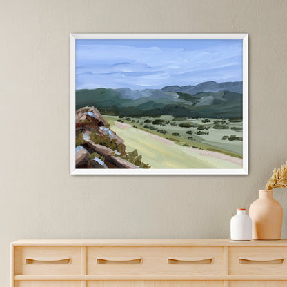 ’Overlook’ Art Print - Paper / 5x7 in / White Frame - New Mexico Landscape Painting - Mountain - Mountains