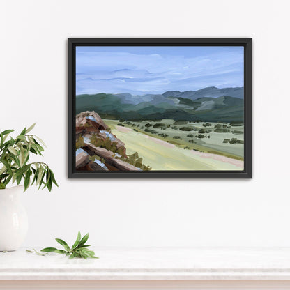 ’Overlook’ Art Print - Stretched Canvas / 8x10 in / Black Frame - New Mexico Landscape Painting - Mountain