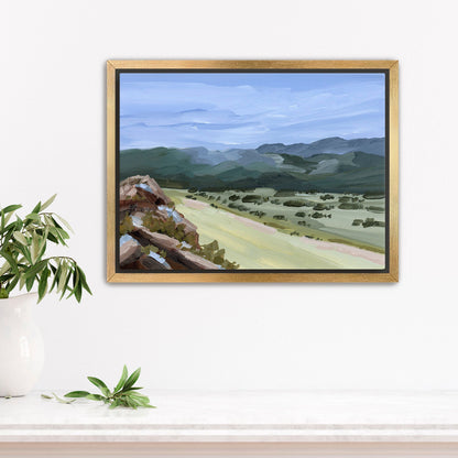 ’Overlook’ Art Print - Stretched Canvas / 8x10 in / Gold Frame - New Mexico Landscape Painting - Mountain