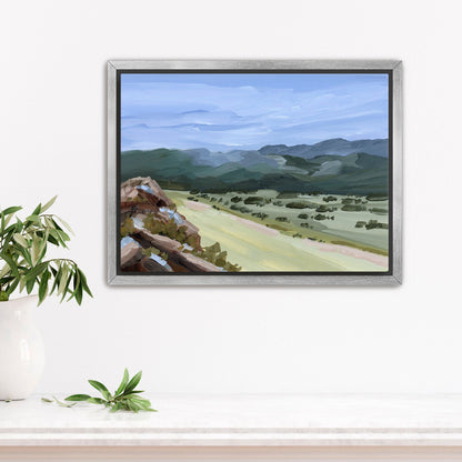 ’Overlook’ Art Print - Stretched Canvas / 8x10 in / Silver Frame - New Mexico Landscape Painting - Mountain