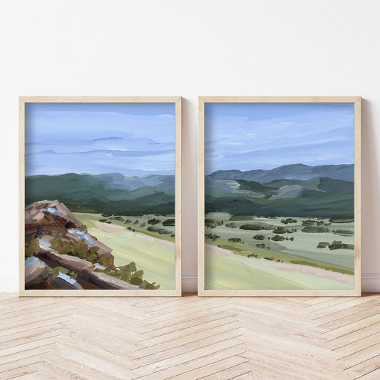 ’Overlook’ Diptych Art Print || Set of 2 - abstract - Artwork - Landscape