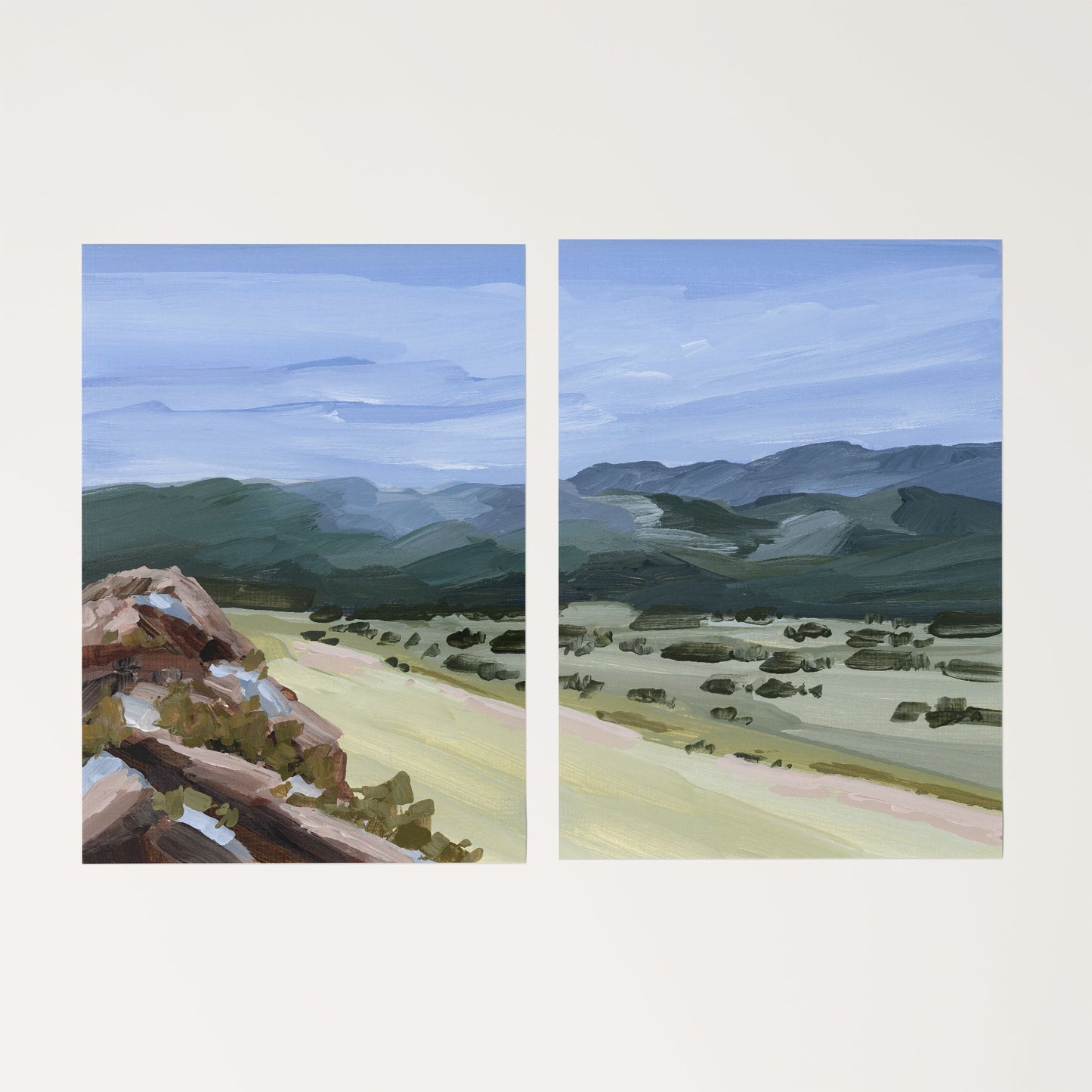 ’Overlook’ Diptych Art Print || Set of 2 - Rolled Canvas / 8x10 in / No Frame - abstract - Artwork - Landscape