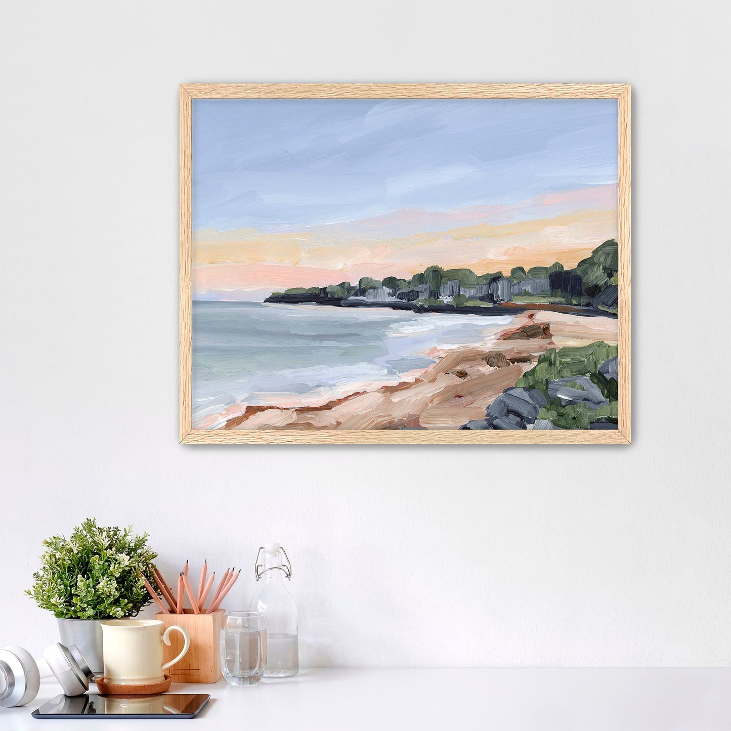 ’Pacific Cove’ Art Print - Paper / 5x7 in / Oak Frame - California Beach Wall - Artwork - coast