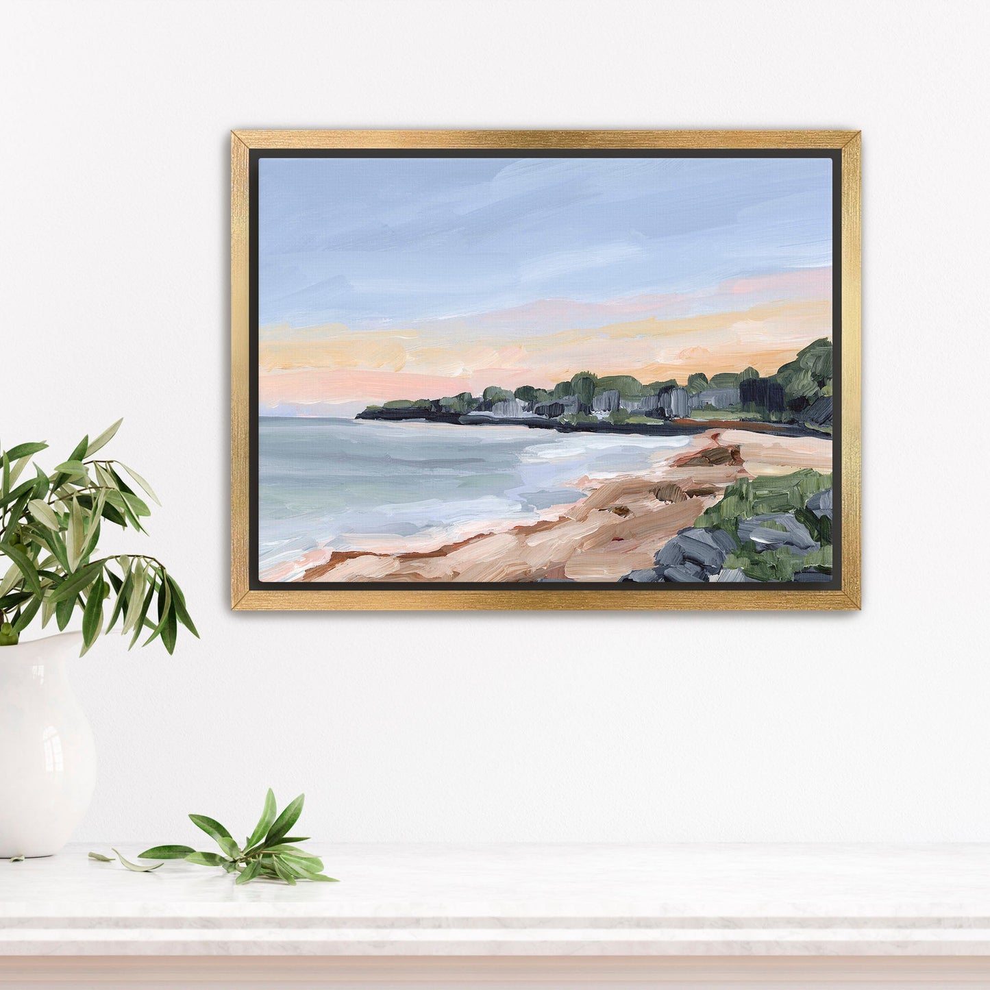 ’Pacific Cove’ Art Print - Stretched Canvas / 8x10 in / Gold Frame - California Beach Wall - Artwork - coast