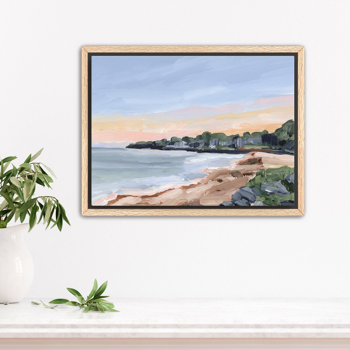 ’Pacific Cove’ Art Print - Stretched Canvas / 8x10 in / Oak Frame - California Beach Wall - Artwork - coast