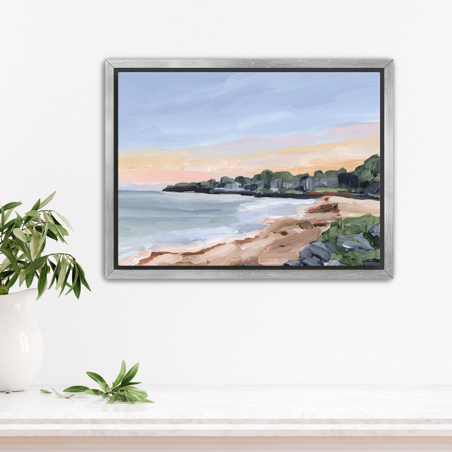 ’Pacific Cove’ Art Print - Stretched Canvas / 8x10 in / Silver Frame - California Beach Wall - Artwork - coast