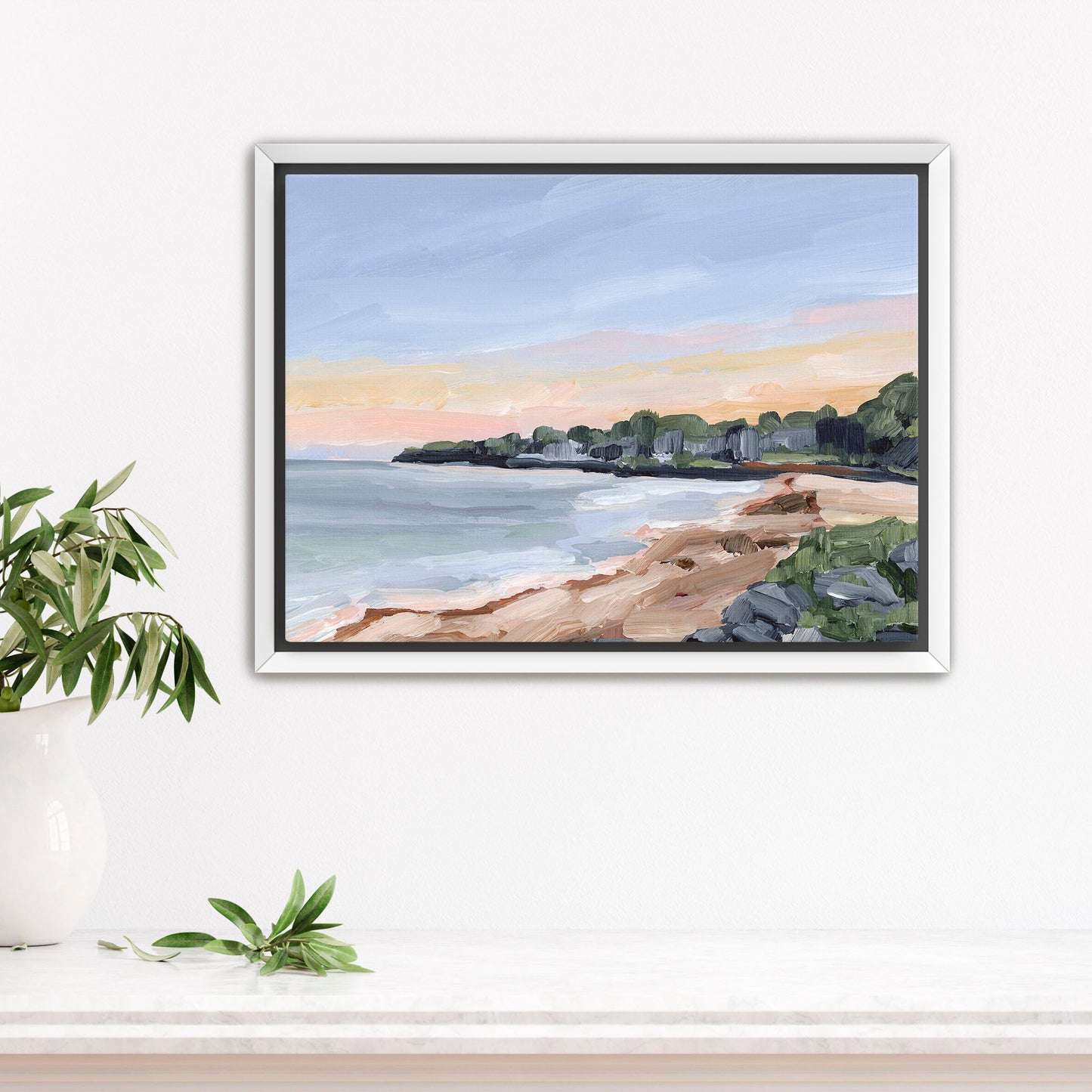 ’Pacific Cove’ Art Print - Stretched Canvas / 8x10 in / White Frame - California Beach Wall - Artwork - coast