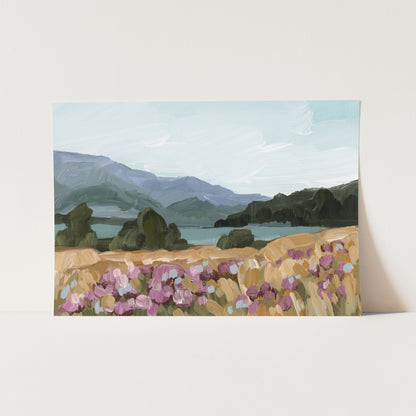 ’Paradise’ Art Print - Paper / 5x7 in / No Frame - New Zealand Landscape Wall - abstract - Artwork - Lake