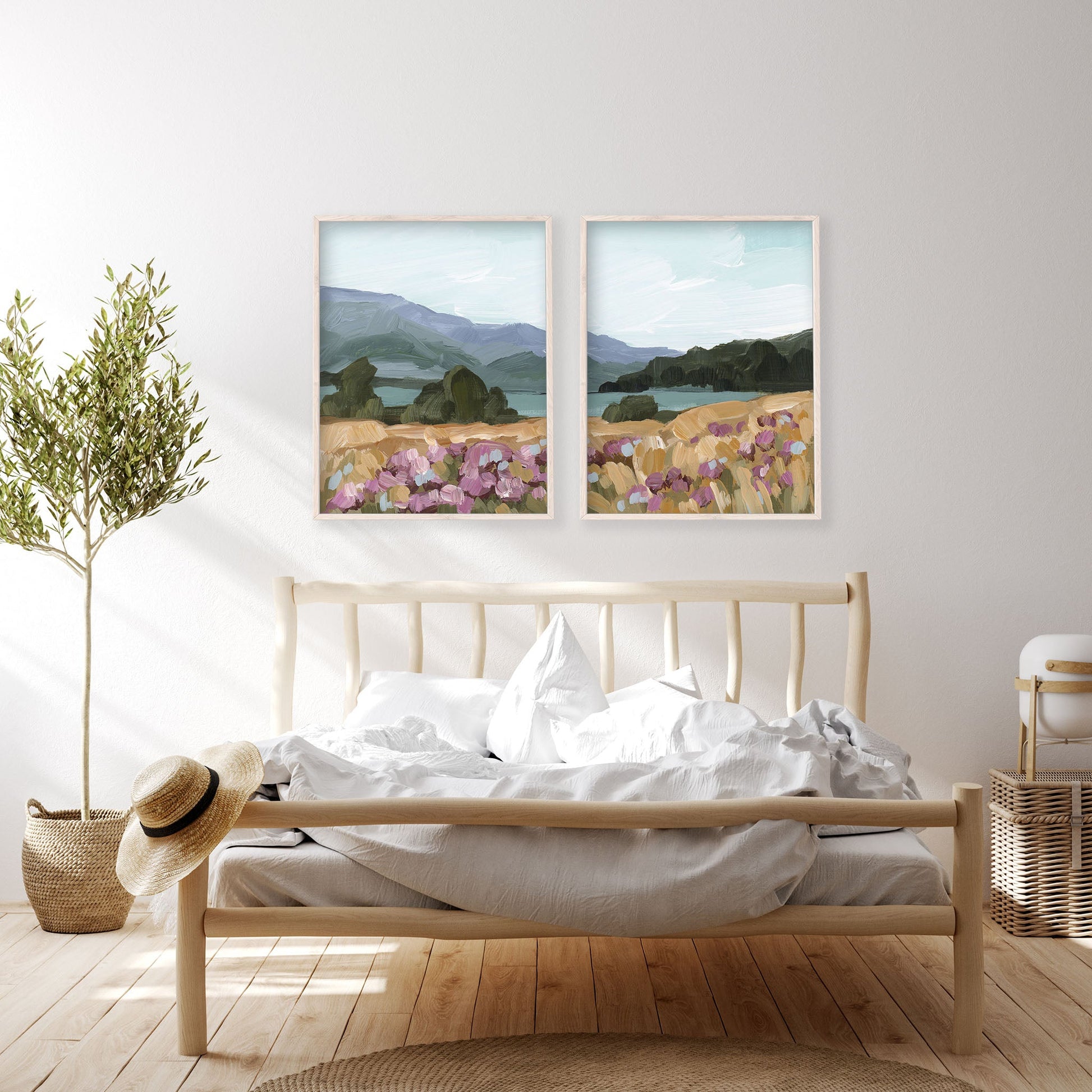 ’Paradise’ Diptych Art Print || Set of 2 - abstract - Artwork - Lake