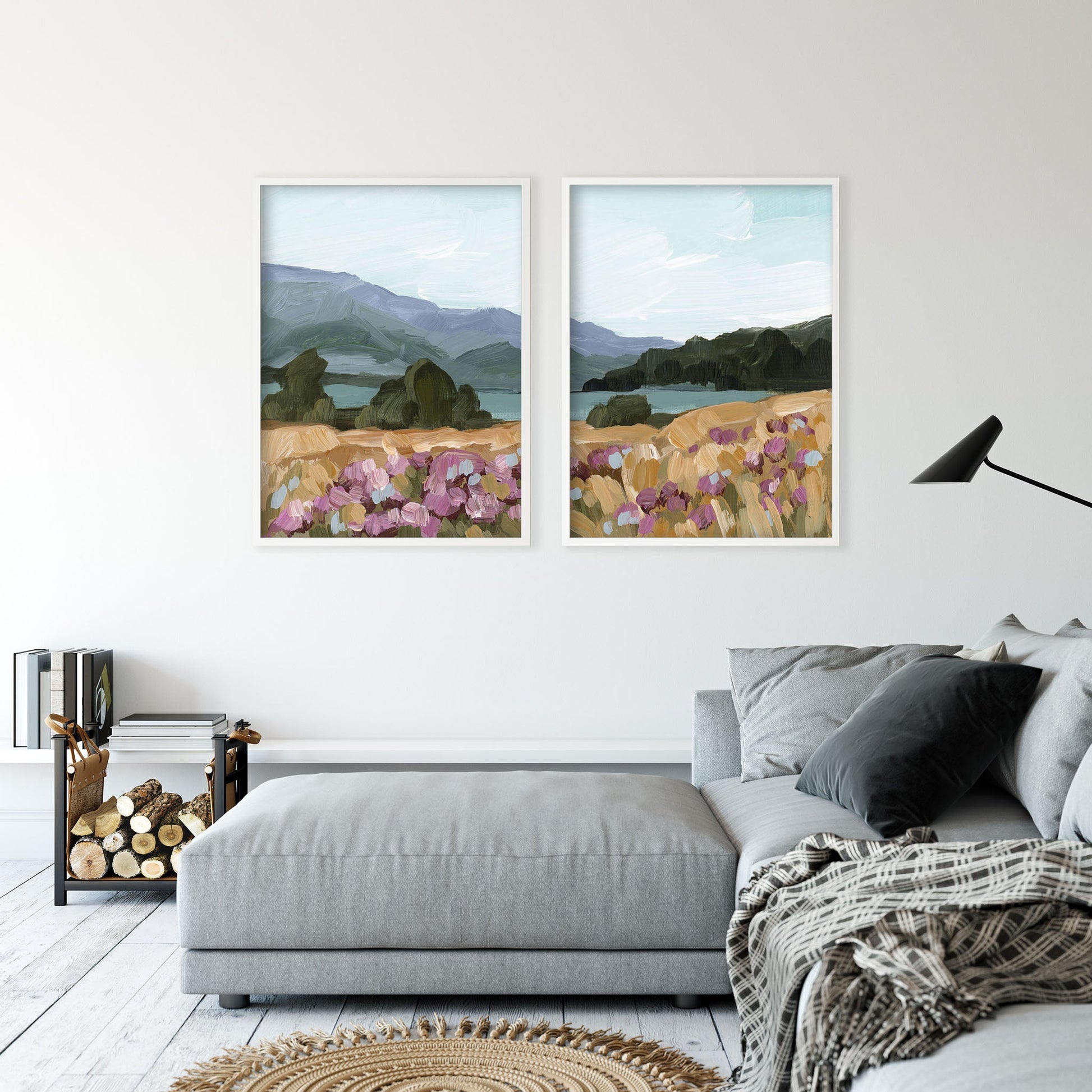 ’Paradise’ Diptych Art Print || Set of 2 - abstract - Artwork - Lake