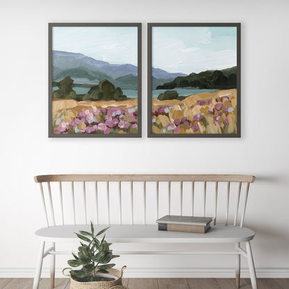 ’Paradise’ Diptych Art Print || Set of 2 - abstract - Artwork - Lake