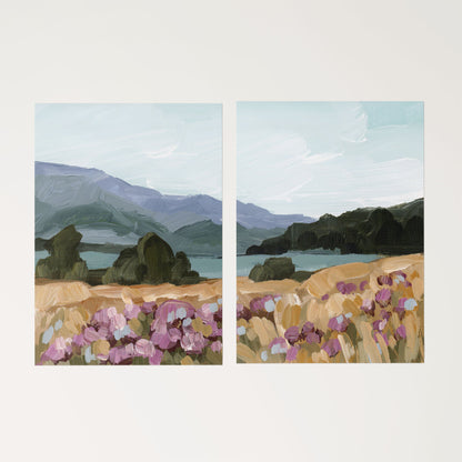 ’Paradise’ Diptych Art Print || Set of 2 - Rolled Canvas / 8x10 in / No Frame - abstract - Artwork - Lake