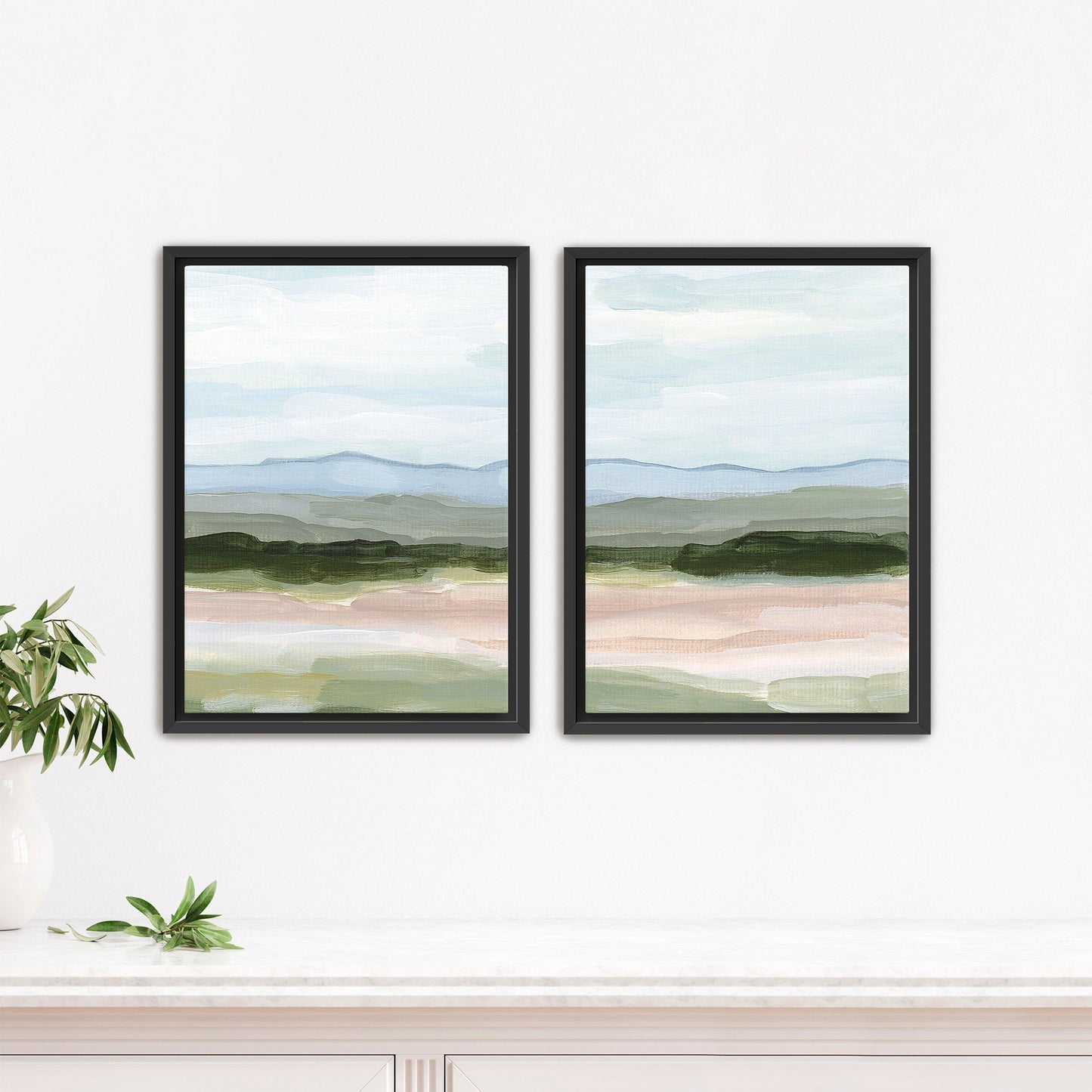 ’Passing Through’ Diptych Art Print || Set of 2 - Stretched Canvas / 8x10 in / Black Frame - abstract - Artwork