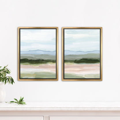 ’Passing Through’ Diptych Art Print || Set of 2 - Stretched Canvas / 8x10 in / Gold Frame - abstract - Artwork