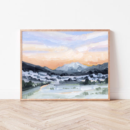 ’Peach Skies’ Art Print - Abstract Mountain Sunset Wall - abstract - Artwork - Colorado - Glenwood Springs