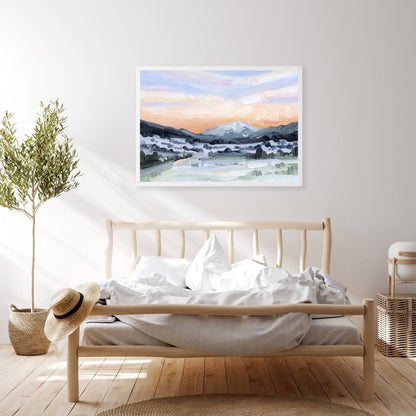 ’Peach Skies’ Art Print - Abstract Mountain Sunset Wall - abstract - Artwork - Colorado - Glenwood Springs