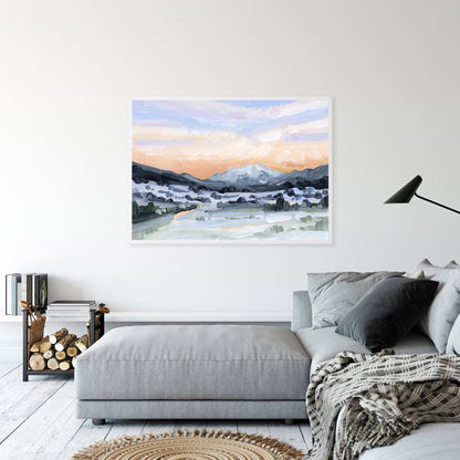 ’Peach Skies’ Art Print - Abstract Mountain Sunset Wall - abstract - Artwork - Colorado - Glenwood Springs