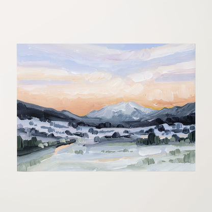 ’Peach Skies’ Art Print - Rolled Canvas / 8x10 in / No Frame - Abstract Mountain Sunset Wall - abstract - Artwork