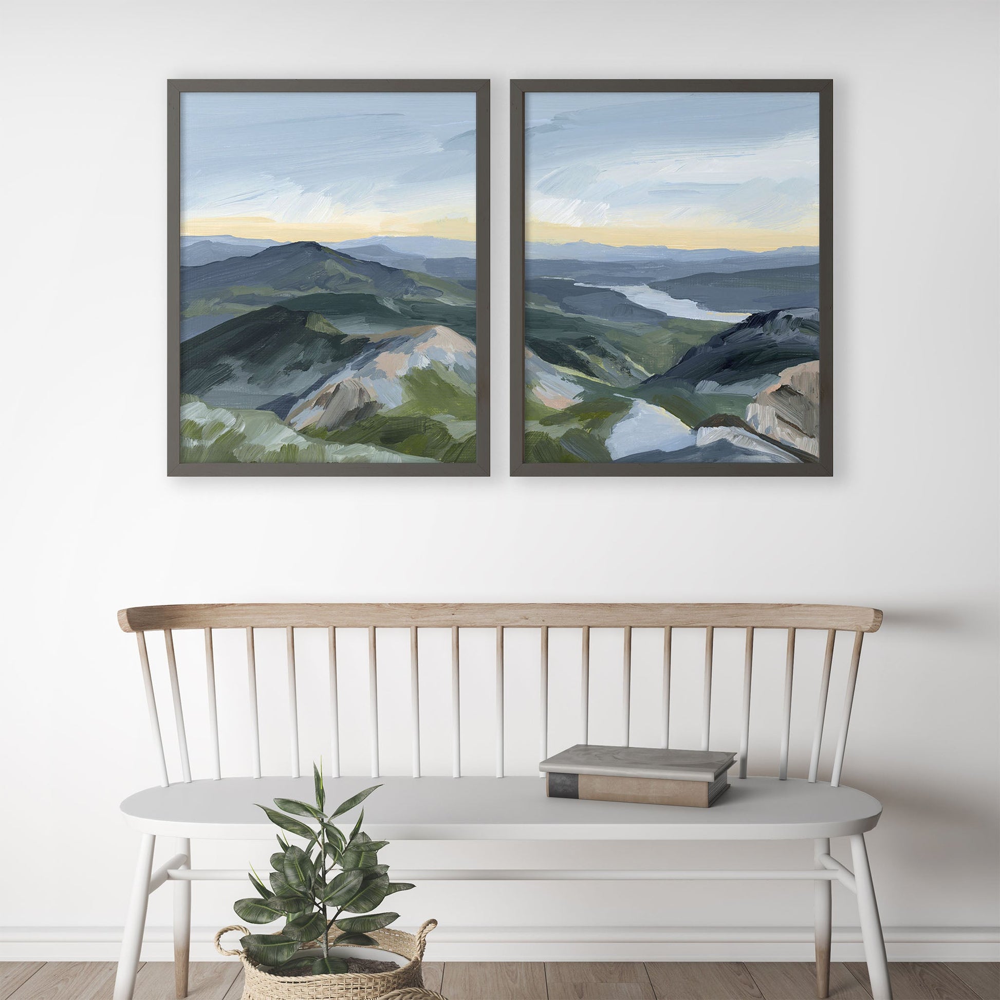 ’Peaks and Valleys I’ Diptych Art Print || Set of 2 - abstract - Artwork - Landscape