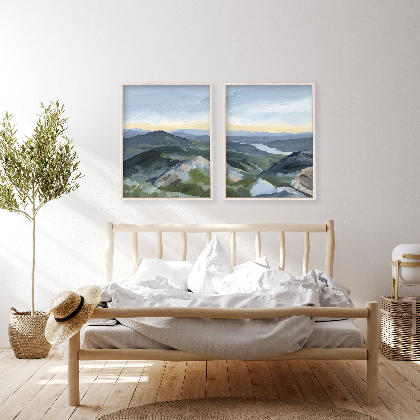 ’Peaks and Valleys I’ Diptych Art Print || Set of 2 - abstract - Artwork - Landscape