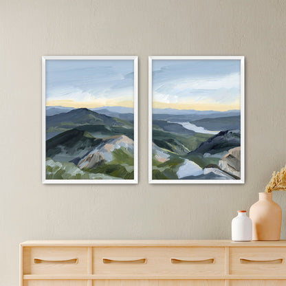 ’Peaks and Valleys I’ Diptych Art Print || Set of 2 - Paper / 5x7 in / White Frame - abstract - Artwork - Landscape