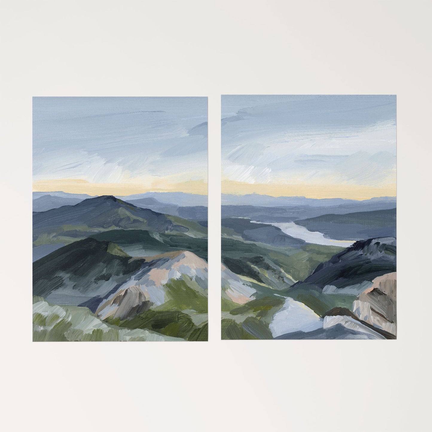 ’Peaks and Valleys I’ Diptych Art Print || Set of 2 - Rolled Canvas / 8x10 in / No Frame - abstract - Artwork