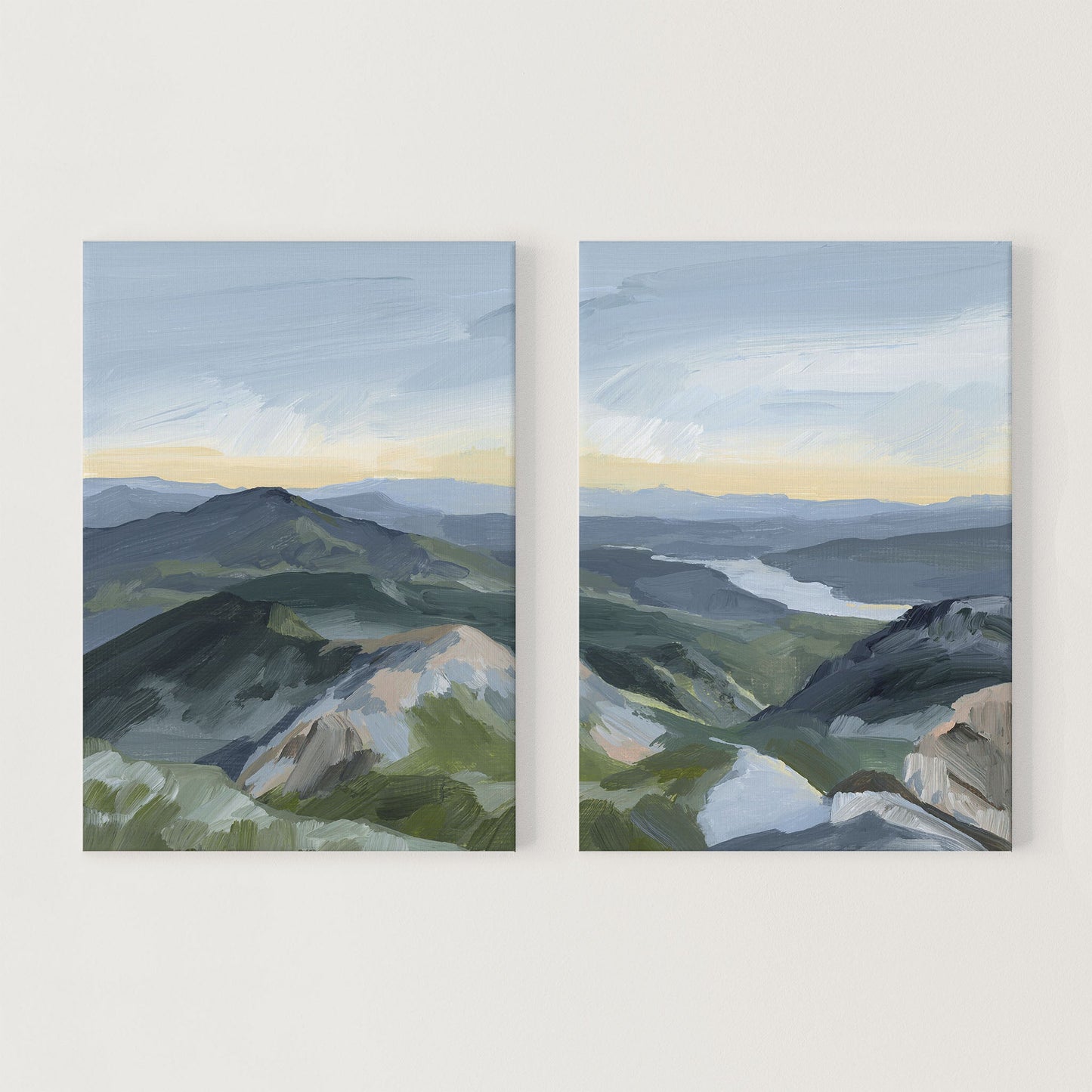 ’Peaks and Valleys I’ Diptych Art Print || Set of 2 - Stretched Canvas / 8x10 in / No Frame - abstract - Artwork