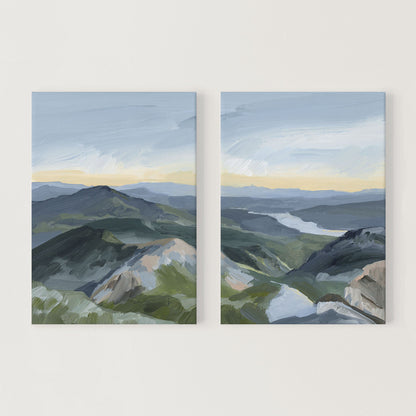 ’Peaks and Valleys I’ Diptych Art Print || Set of 2 - Stretched Canvas / 8x10 in / No Frame - abstract - Artwork