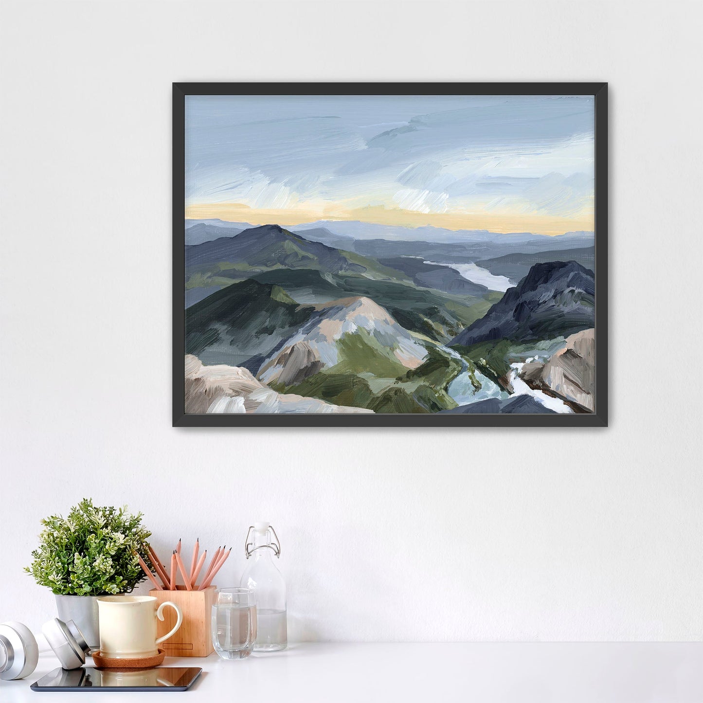 ’Peaks and Valleys II’ Art Print - Paper / 5x7 in / Black Frame - Utah Landscape Wall - abstract - Artwork - mount