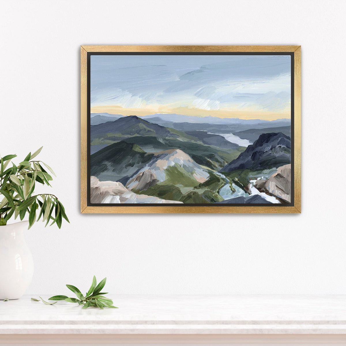 ’Peaks and Valleys II’ Art Print - Stretched Canvas / 8x10 in / Gold Frame - Utah Landscape Wall - abstract - Artwork