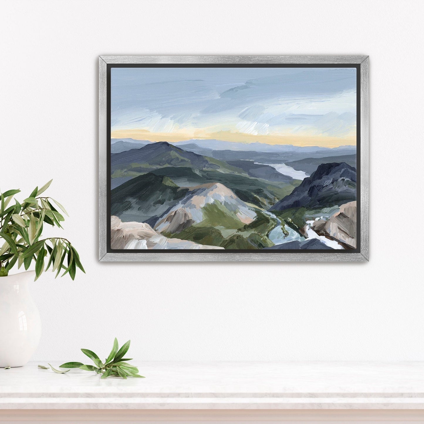 ’Peaks and Valleys II’ Art Print - Stretched Canvas / 8x10 in / Silver Frame - Utah Landscape Wall - abstract - Artwork