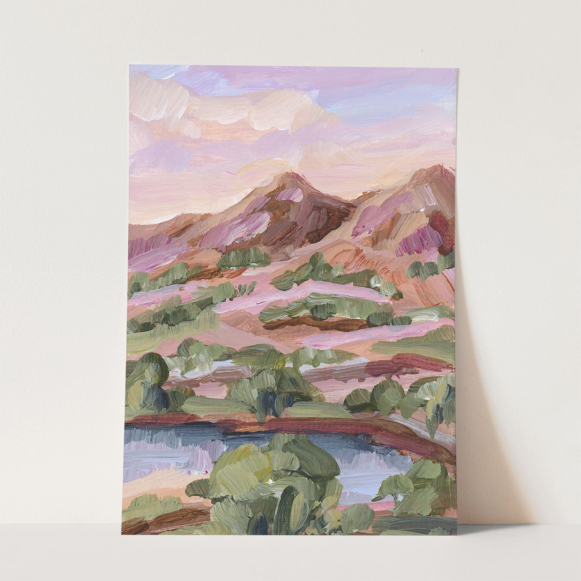 ’Phoenix Sunset’ Art Print - Paper / 5x7 in / No Frame - Arizona Desert Landscape - Artwork - Lake