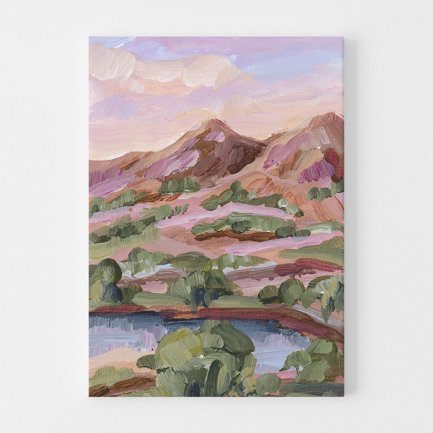 ’Phoenix Sunset’ Art Print - Stretched Canvas / 8x10 in / No Frame - Arizona Desert Landscape - Artwork - Lake