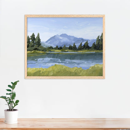 ’Picture Lake’ Art Print - Paper / 5x7 in / Oak Frame - Washington Cascades Wall - ’mount shuksan’ - ’picture lake’