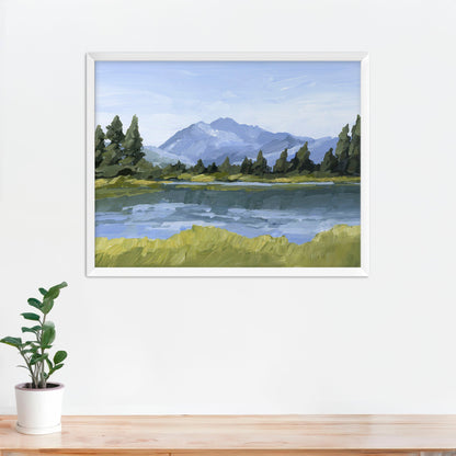 ’Picture Lake’ Art Print - Paper / 5x7 in / White Frame - Washington Cascades Wall - ’mount shuksan’ - ’picture lake’