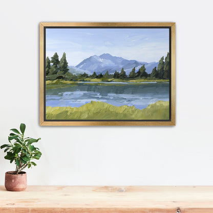 ’Picture Lake’ Art Print - Stretched Canvas / 8x10 in / Gold Frame - Washington Cascades Wall - ’mount shuksan’