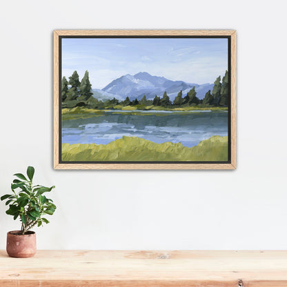 ’Picture Lake’ Art Print - Stretched Canvas / 8x10 in / Oak Frame - Washington Cascades Wall - ’mount shuksan’