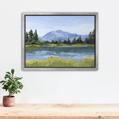 ’Picture Lake’ Art Print - Stretched Canvas / 8x10 in / Silver Frame - Washington Cascades Wall - ’mount shuksan’