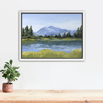 ’Picture Lake’ Art Print - Stretched Canvas / 8x10 in / White Frame - Washington Cascades Wall - ’mount shuksan’