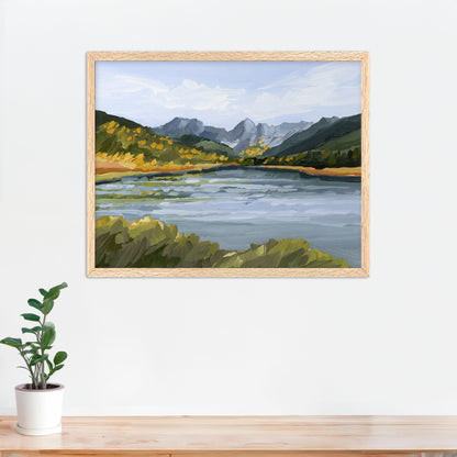 ’Piney River Ranch’ Art Print - Paper / 5x7 in / Oak Frame - Colorado Mountain Wall - abstract - Artwork - Autumn