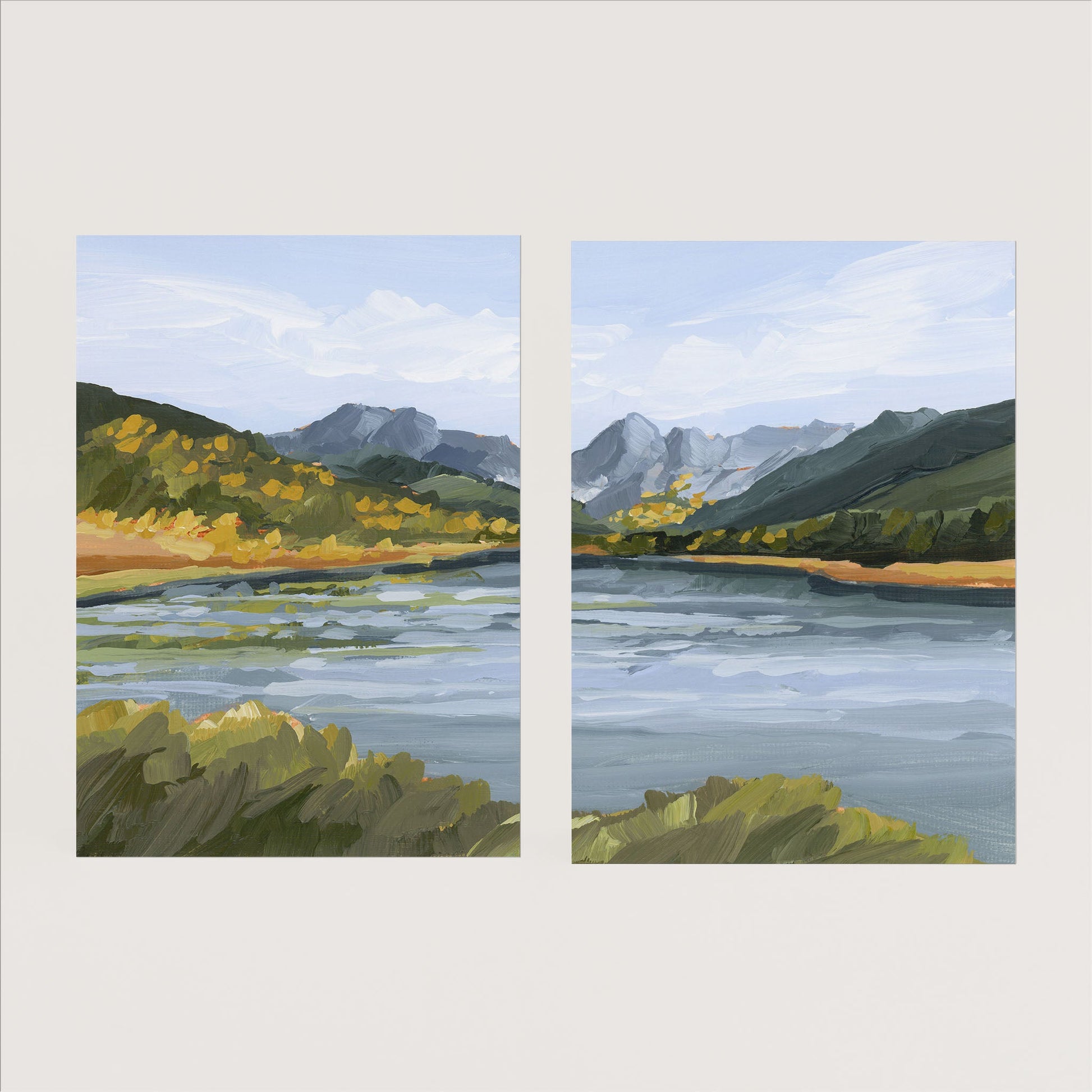 ’Piney River Ranch’ Diptych Art Print || Set of 2 - Paper / 5x7 in / No Frame - abstract - Artwork - Colorado
