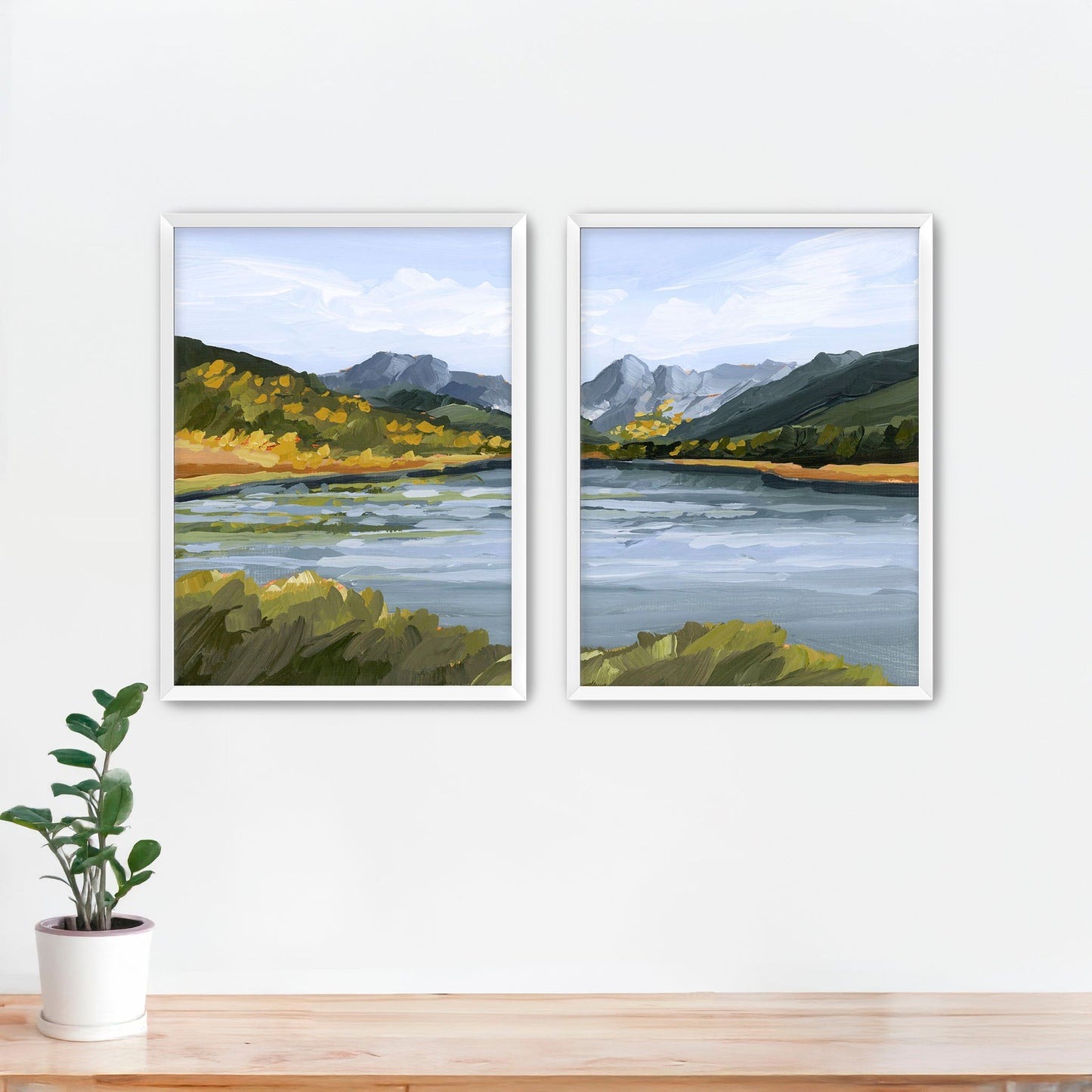 ’Piney River Ranch’ Diptych Art Print || Set of 2 - Paper / 5x7 in / White Frame - abstract - Artwork - Colorado