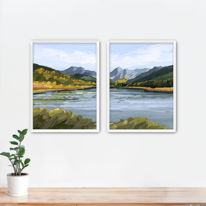 ’Piney River Ranch’ Diptych Art Print || Set of 2 - Paper / 5x7 in / White Frame - abstract - Artwork - Colorado