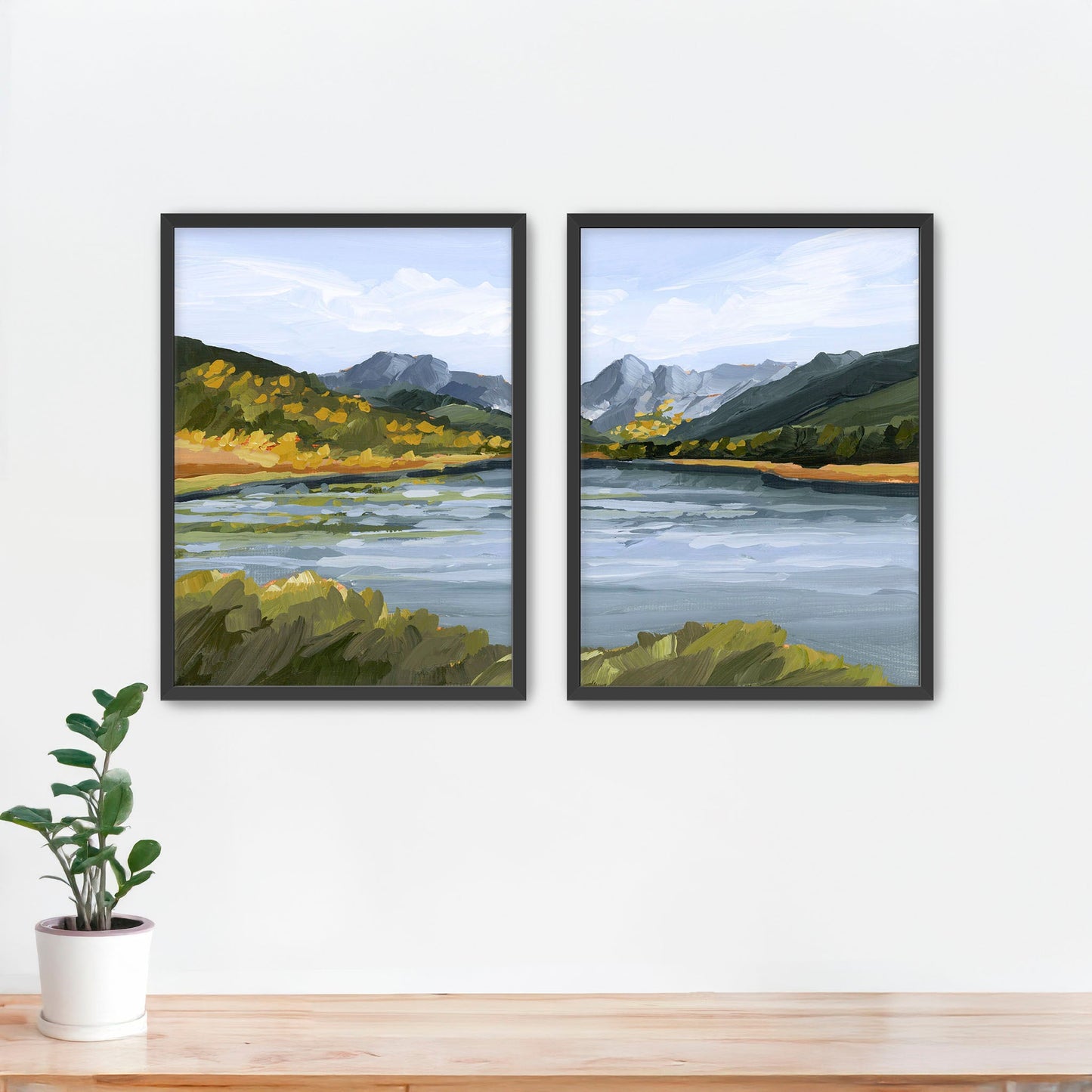 ’Piney River Ranch’ Diptych Art Print || Set of 2 - Paper / 5x7 in / Black Frame - abstract - Artwork - Colorado