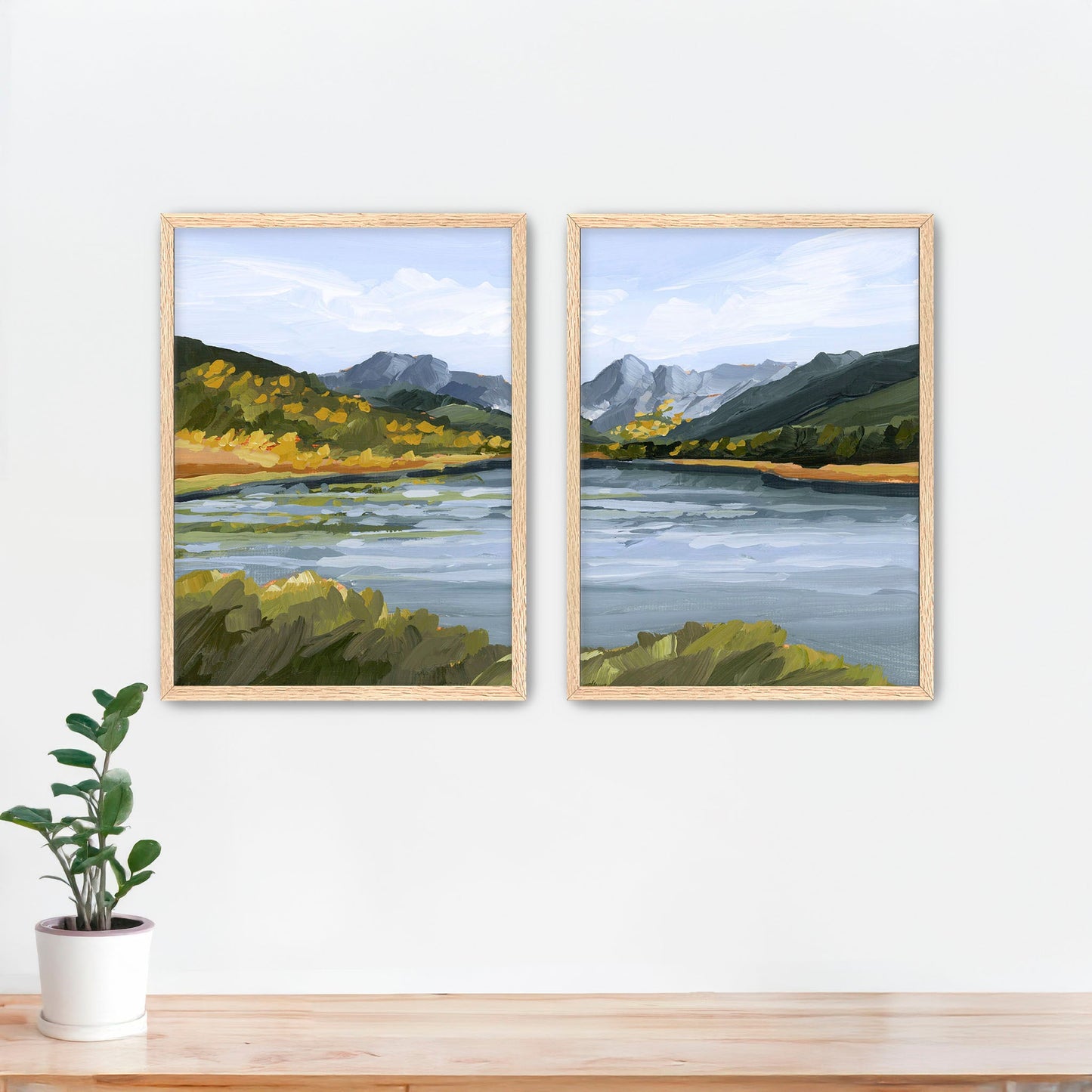 ’Piney River Ranch’ Diptych Art Print || Set of 2 - Paper / 5x7 in / Oak Frame - abstract - Artwork - Colorado