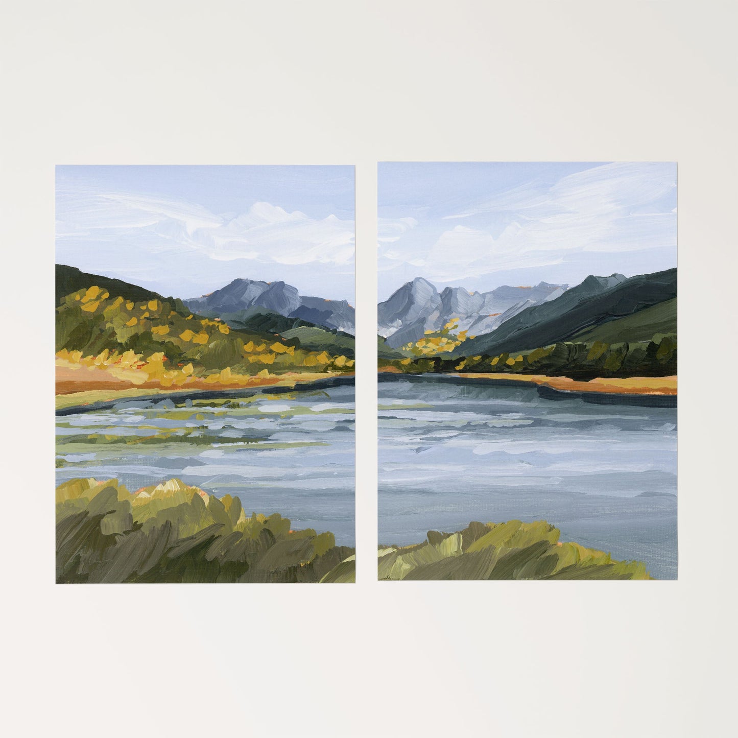’Piney River Ranch’ Diptych Art Print || Set of 2 - Rolled Canvas / 8x10 in / No Frame - abstract - Artwork - Colorado