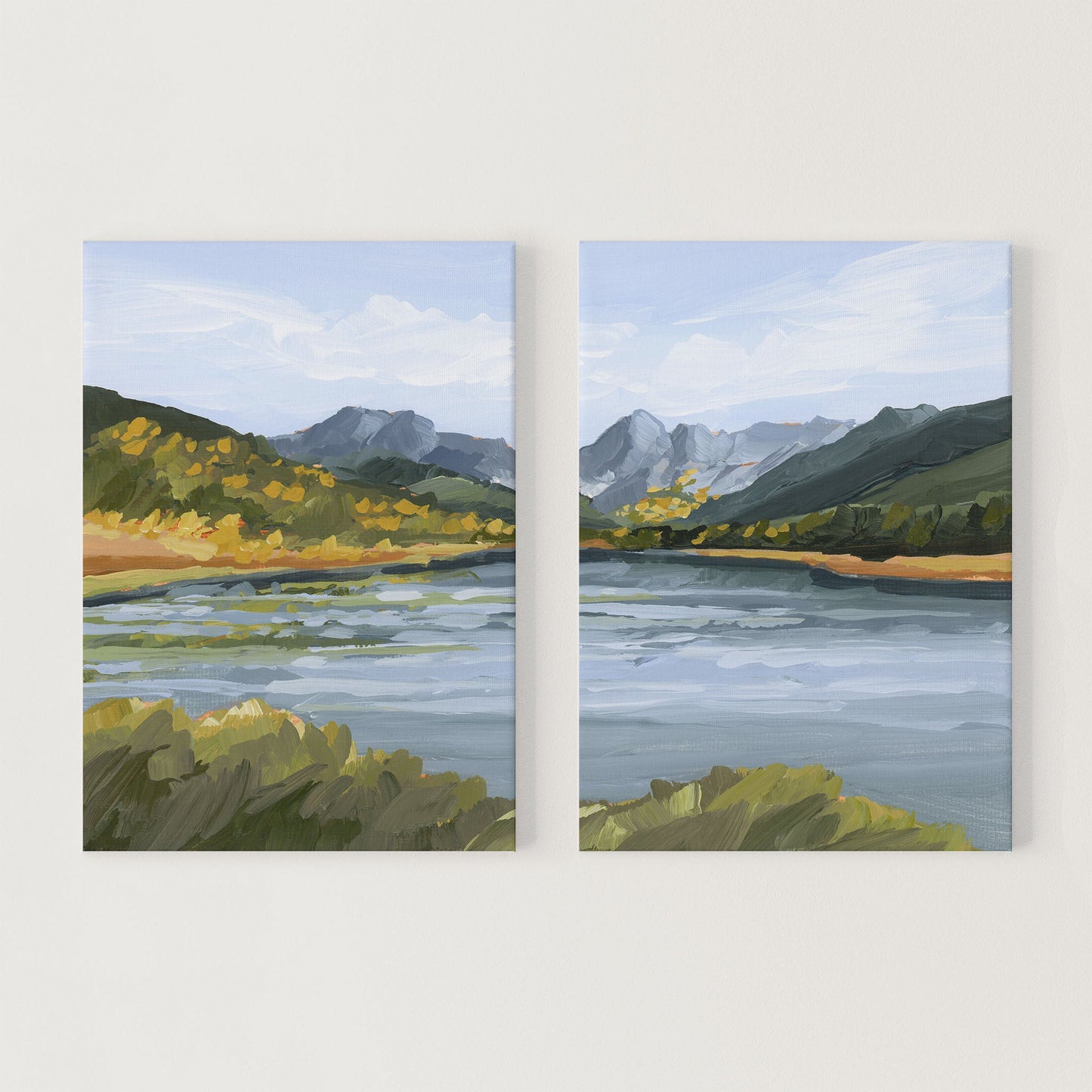 ’Piney River Ranch’ Diptych Art Print || Set of 2 - Stretched Canvas / 8x10 in / No Frame - abstract - Artwork