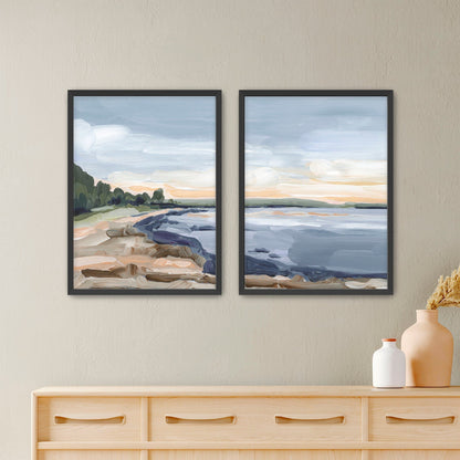 ’Pretty Marsh’ Diptych Art Print || Set of 2 - Paper / 5x7 in / Black Frame - abstract - Acadia National Park - Artwork